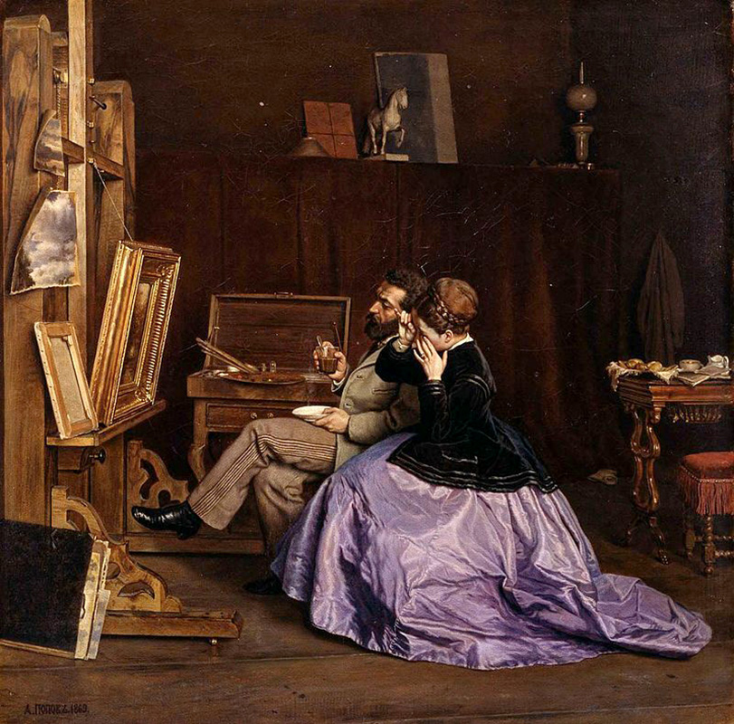 in the artist's workshop